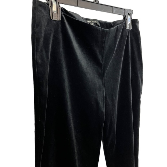 TARA JARMON Made in FRANCE Black Velvet Satin Trim Flat Front Pants Slacks sz 42 - Picture 5 of 16